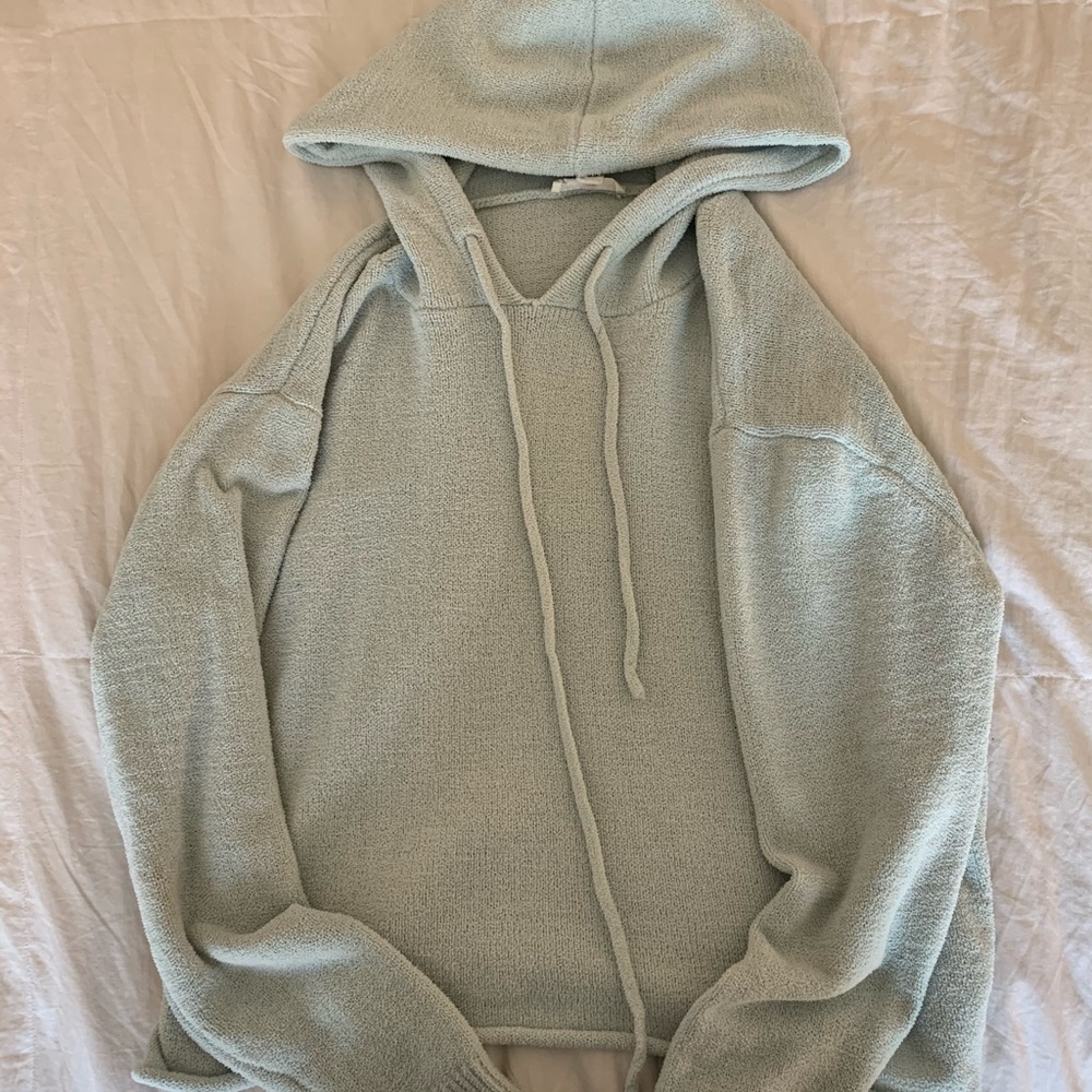 garage mint green thin cropped hoodie